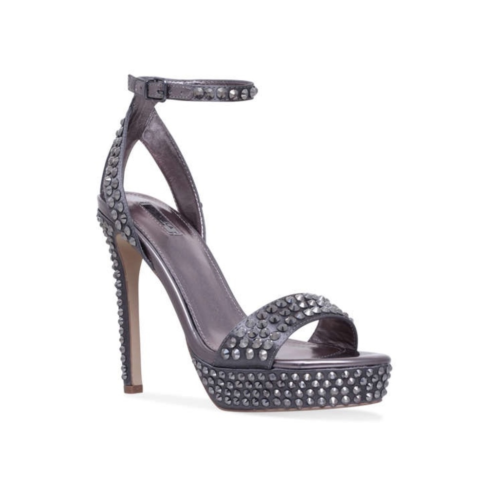 Carvela Genna Silver Studded Platform Heels - Picture 2 of 7